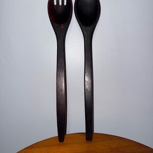 Elegant Dark Brown Wooden Serving Utensils